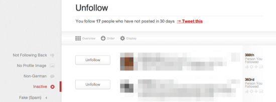 ManageFlitter holt einige Informationen aus deinem Twitterprofil