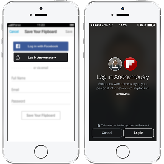 facebook anonymous login