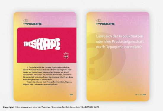 Abbildung zu Kreativität fördern: Screenshot des Kartenspiels Creative Sessions