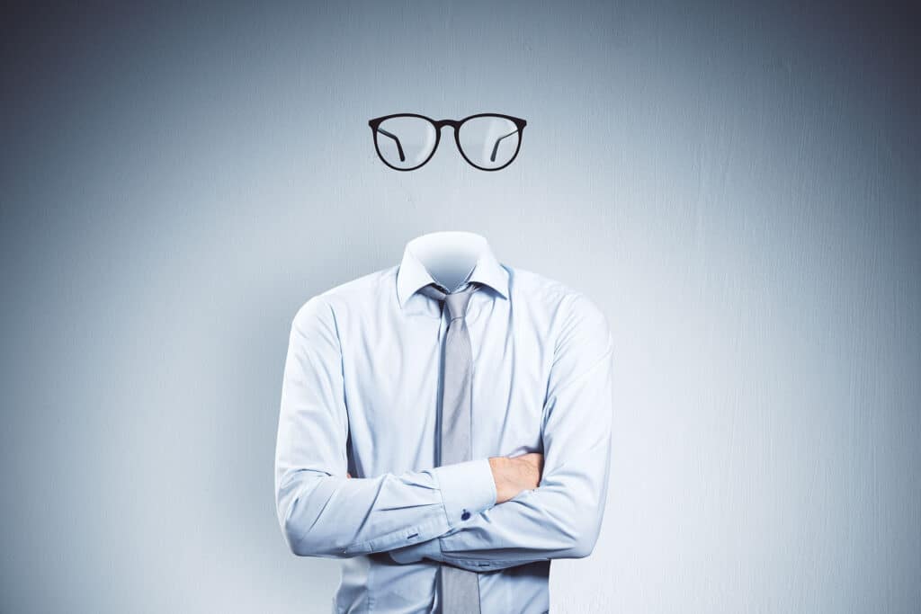 Abbildung zum Thema CEO-Kommunikation: Ein Mann im Business-Outfit, dessen Kopf unsichtbar ist